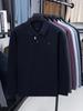 Men's Autumn Turn-Down Collar Long Sleeve Polo Shirt - Solid Color Embroidered & Loose Fit