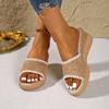 Summer Open-toe Wedge Slippers Women's 2025 New Plus-size Muffin Platform Lace Sandals