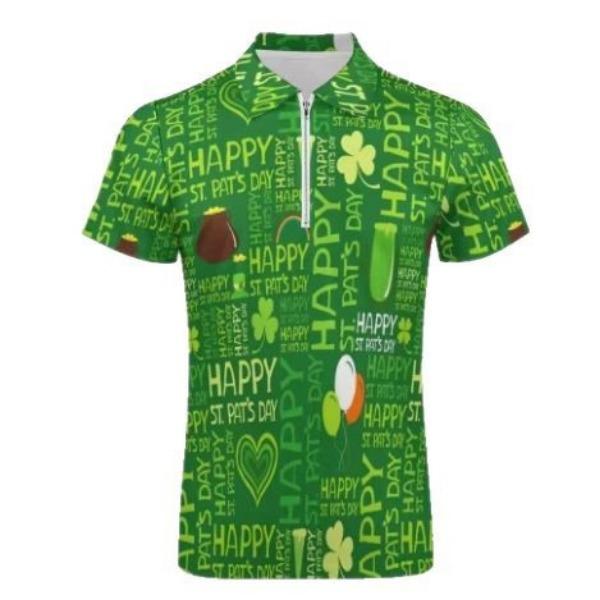 Men'S Polo Shirt 3 Printed Fashion Casual Simple Versatile Half Zipper Polo Shirt