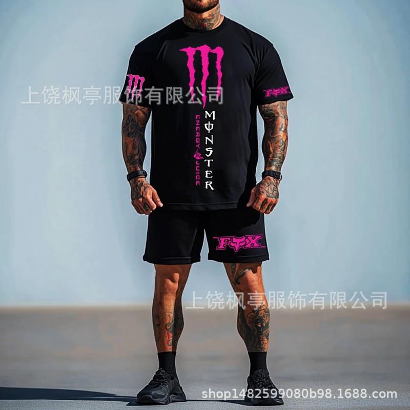 Mens Athletic Short Sleeve T-Shirt Shorts Set Boxing Training Sportswear Lightweight Casual Gym Wear