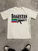 Dagestan T Shirt White Cotton Regular Fit Dagestan Flag and Ak 47 Gun Print North Caucasus Text Design Trendy Streetwear Casual