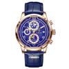LIGE Men's Quartz Multifunctional Waterproof Watch - Three-Eye Six-Hand Design