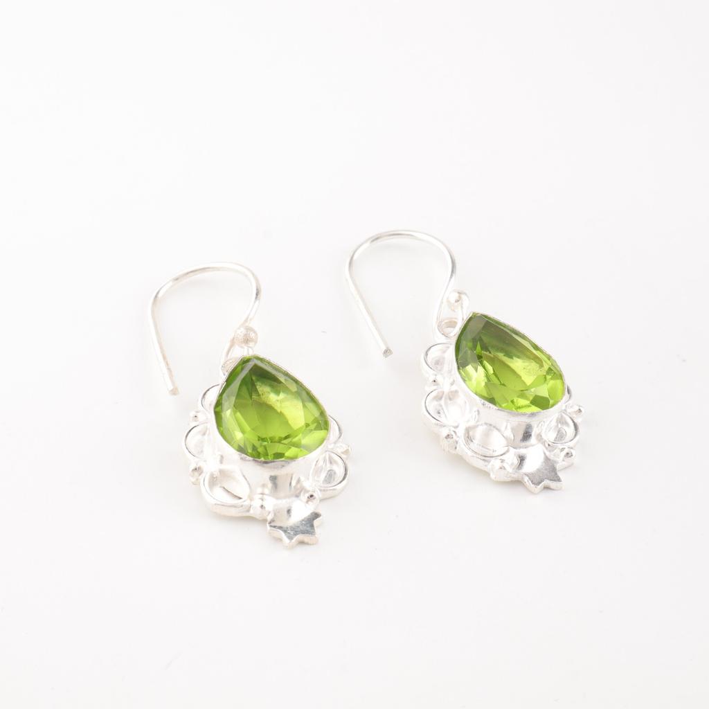 Peridot Gemstone Earrings925 Stamped Silver Handmade Jewelry Gift For Girlfriend EE-163-14