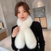 Versatile Faux Fox Rabbit Fur Collar Scarf Solid Color Neck Warmers Cozy Faux Fur Scarf  For Women