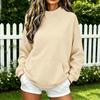 Women's Color Round Neck Loose Fit Long Sleeve Pullover Sweatshirt for Everyday Wear
