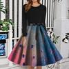 Women's Fashion O-Neck Casual Slim Fit Halloween Printed Long Sleeve Dress