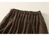 Wool Blend Elastic Waist Plaid Midi Skirt - Retro A-line for Autumn/Winter 2025