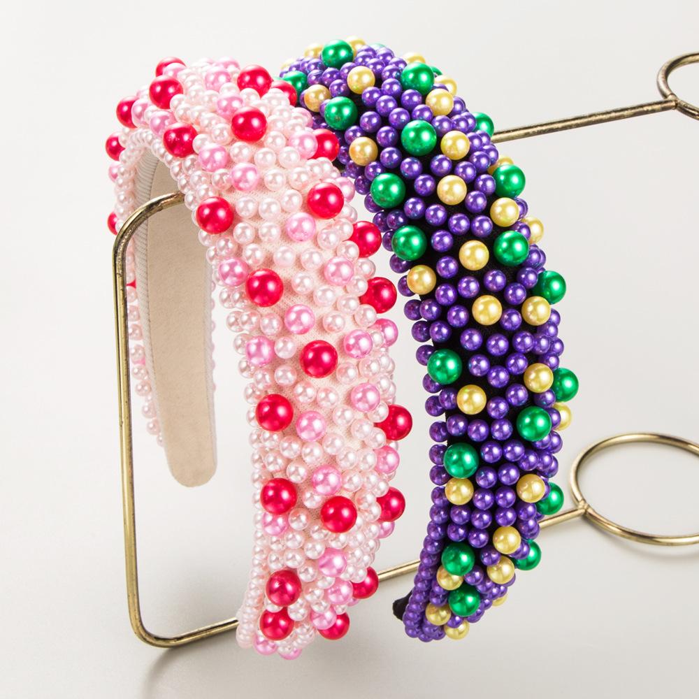 Hairband Sponge Hair Accessory for Women, Handmade with Sequins, in Multiple Colors, Wide-edge Headband