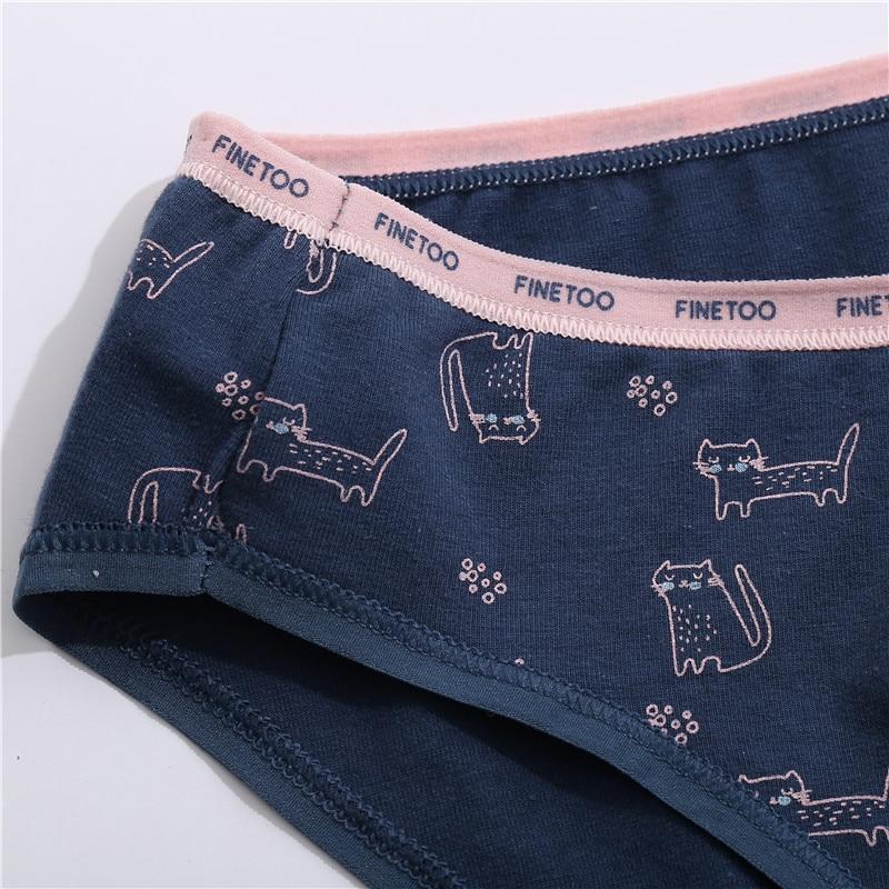 FINETOO 2PCS Women's Cotton Panties Sexy Lingerie Floral Printed Waist Female Cute Panties M-XXL Ladies Briefs