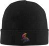 Schwarze Strickmütze Mit Niedlichem Skelett-Aufnäher Winter Warme Mütze Für Unisex Damen Lustiger Gotischer Totenkopf-Print Beanie