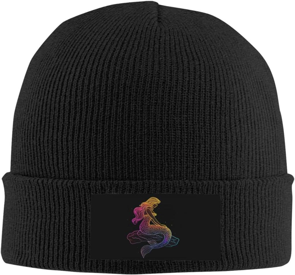 Schwarze Strickmütze Mit Niedlichem Skelett-Aufnäher Winter Warme Mütze Für Unisex Damen Lustiger Gotischer Totenkopf-Print Beanie