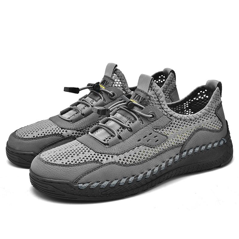 2022 Men's Summer Casual Leather Mesh Shoes – Fashionable & Breathable Handmade Design