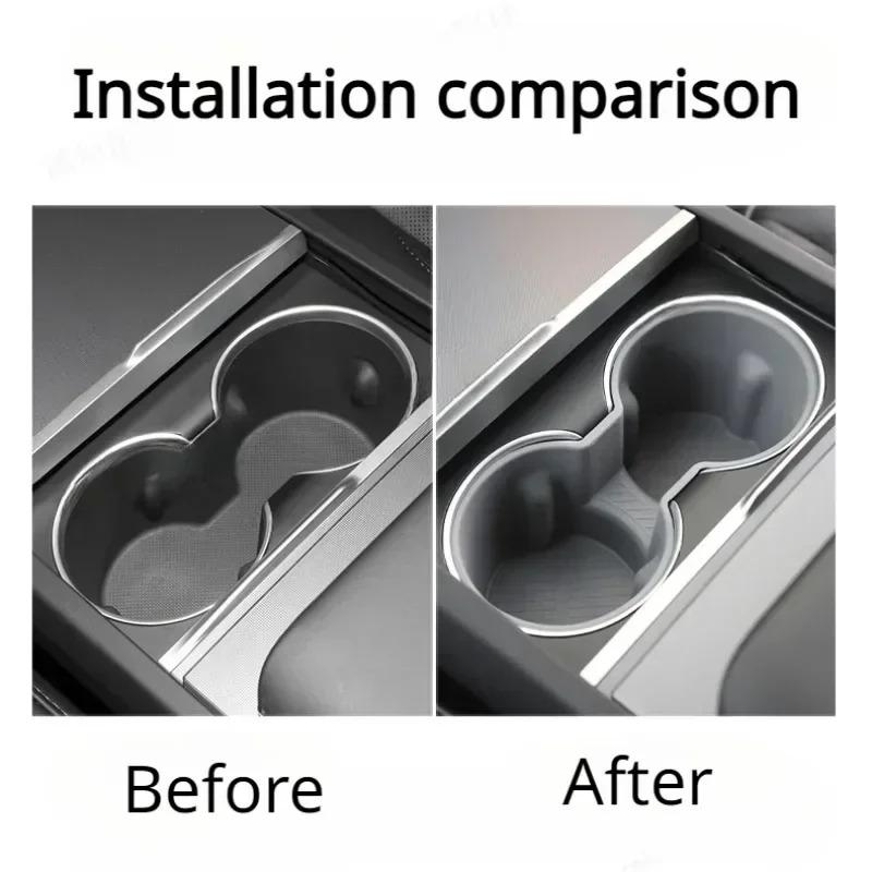 For Tesla New Model 3+ Highland 2024 2025 Water Cup Holder Central Control Cup Slot Silicone Cup Holder Limiter Car Accessories