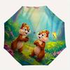 Squirrel Friends Butterfly Automatic Opening and Closing Umbrella, Compact Travel Umbrella, Lightweight and Portable, Suitable for Beach Com