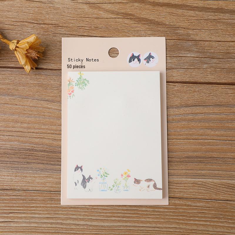 Creative Cartoon Cat Sticky Notes - Cute Memo Notepad for Messages and Diaries