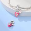 100% 925 Stering Silver Pink Glazed Strawberry Charms Bead Gem Change Color Pendant Fit Original Bracelet DIY For Women Jewelry