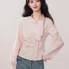 2025 New Autumn Slanted Placket Western-style Ribbon Light Luxury Shirt Irregular Versatile Top