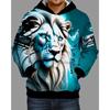 2026 Herren Frühling und Herbst Hoodie Löwe 3D-Druck Hoodie Grafik-Hoodie Tasche Bequem Locker Stilvoller Hoodie Pullover