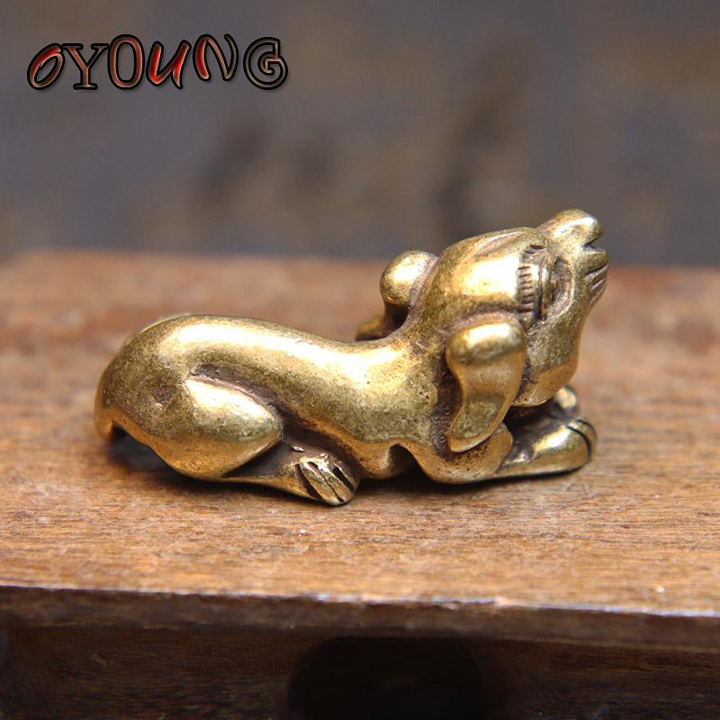 Vintage Copper Dog Ornaments Miniatures Figurines Handmade Retro Brass Animal Pet Dog Statue Home Decorations Accessories Craft