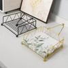 Modern Napkin Holder For Table With Weighted Arm, Square Metal Flat Napkin Holder Farmhouse Napkin Box Rustic Napkin Tray