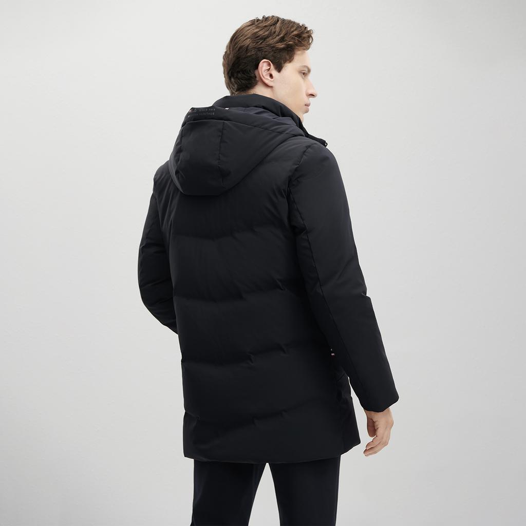 Fila 2023 Winter New Mid-Length Down Jacket With Removable Hood Men Outerwear Legendary-Blue F11M341907F-NV