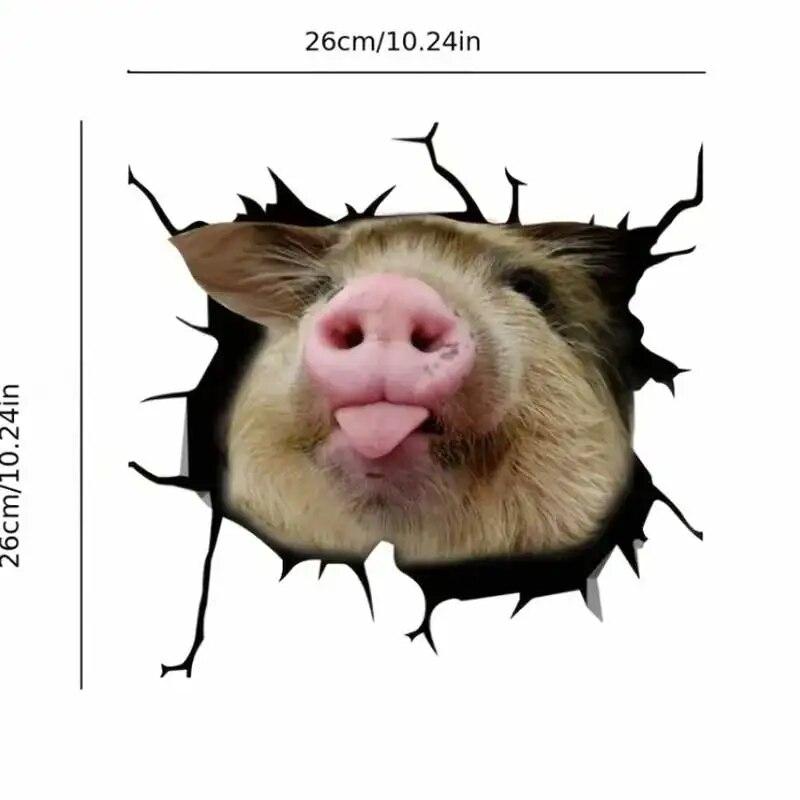 Creative Funny Piggy Stickers, Animal Crack Car Stickers, 3D Cute Car Pet Stickers, Waterproof Car Window Stickers