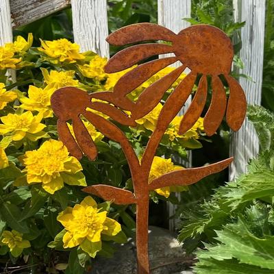 Rustikaler Gartenstecker aus Metall in Form einer Sonnenhutblume – perfekt als Dekoration für draußen, als Geschenk zum Geburtstag, Vatertag und Erntedankfest