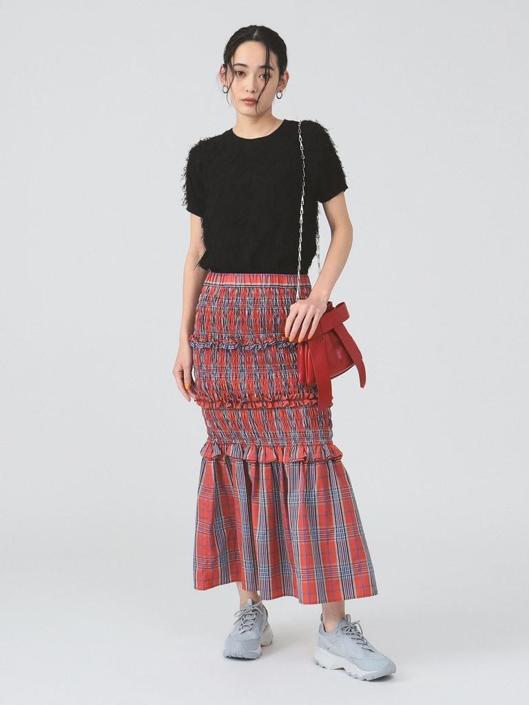 Ray Beams S/S Knit Vest with Fringe, Half Sleeves, Women's, Black, One Size