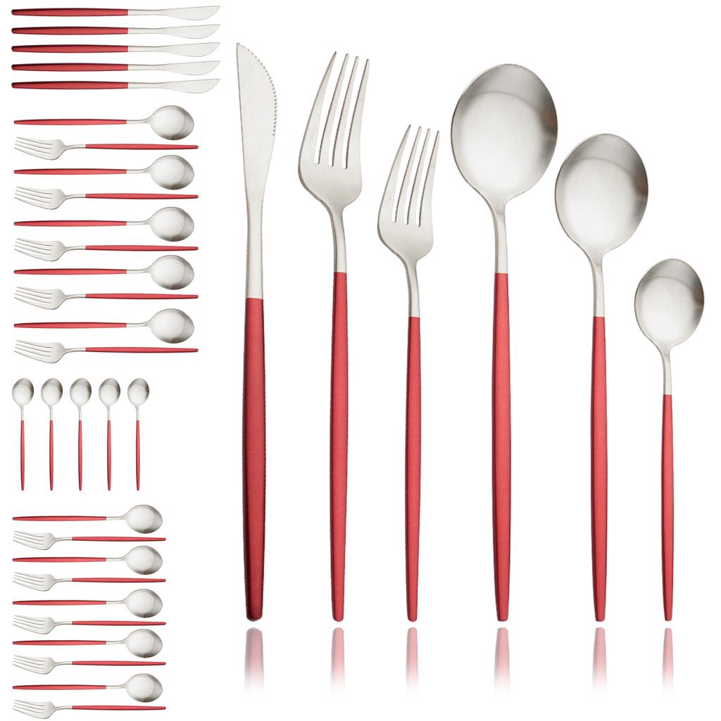Black Gold 36Pcs Matte Flatware Dinnerware Set Knife Dessert Fork Spoon Dinner Set Stainless Steel Tableware Kitchen Cutlery Set