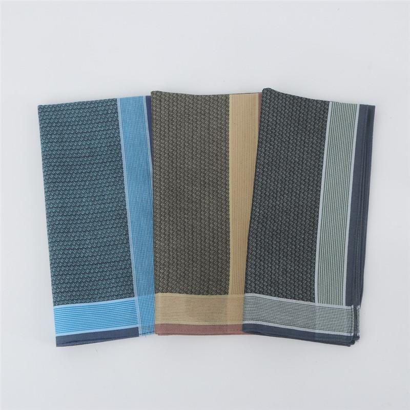 3Pcs 43x43cm Pure Cotton High-end Jacquard Yarn Dyed Vintage Dark Color Men's Business Handkerchief Suit Pocket Towel