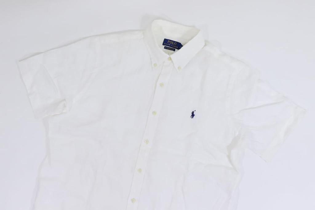 Polo Ralph Lauren RL Untucked Fit Linen Short Sleeve Shirt with Pony Size XXL Men's Button-Down Embroidery, White, (Product Code 0104571)