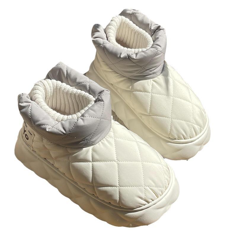 Ins Autumn and Winter Platform Snow Boots Platform Waterproof Down Cloth Shoes Outdoor Couple Cotton Shoes