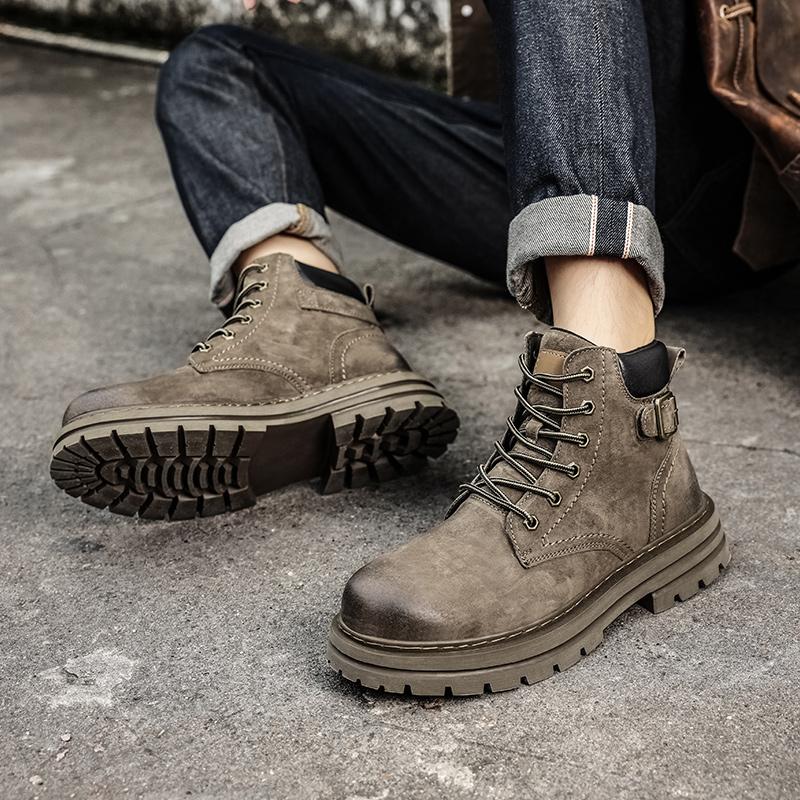 FashionHigh Top Boot Male Sneakers New Stylish Men's Boots Platform Lace-Up Shoes for Men Casual Shoes All-match Motorcycle Ankle Boots