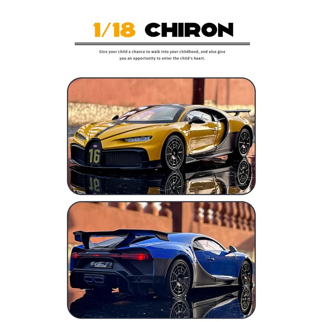 1/18 BUGATTI Chiron PUR SPORT Alloy Sports Model Diecasts Metal Racing Super Car Model Sound and Light Simulation Kids Toys Gift