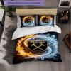 West Ham United Fußball 3-teiliges Bettwäsche-Set Weiches Bettbezug-Set mit Kissenbezügen Bedrucktes Schlafzimmer-Deko-Set für Zuhause