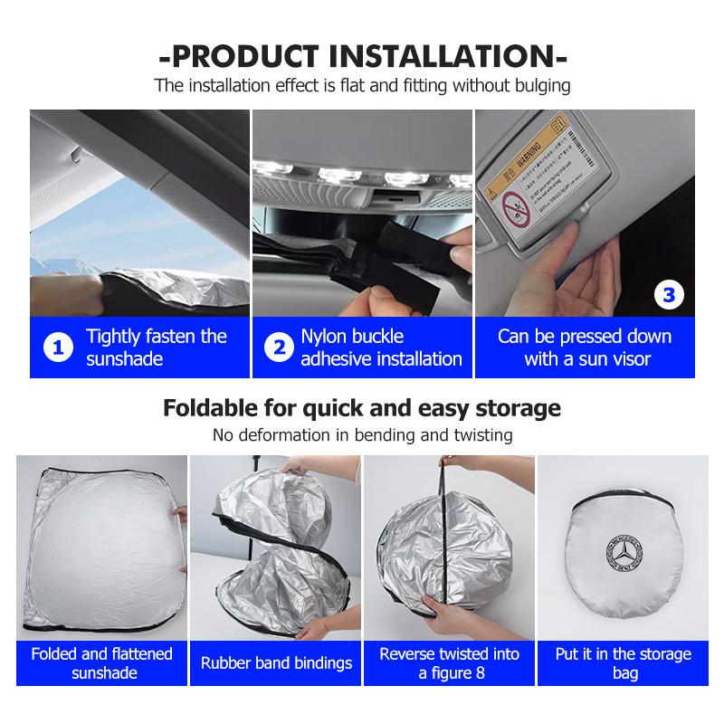 AABII1 For Benz Car Windshield Sun Shade Blocks UV Ray Reflector Auto Window Sun Shade AMG W213 W124 W108 W126 Exclusive W204 W222 W205