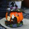 Halloween Pumpkin House Mini Landscape Witch Ghost House Decoration Luminous Resin Crafts Miniature Ornament Featival Biological