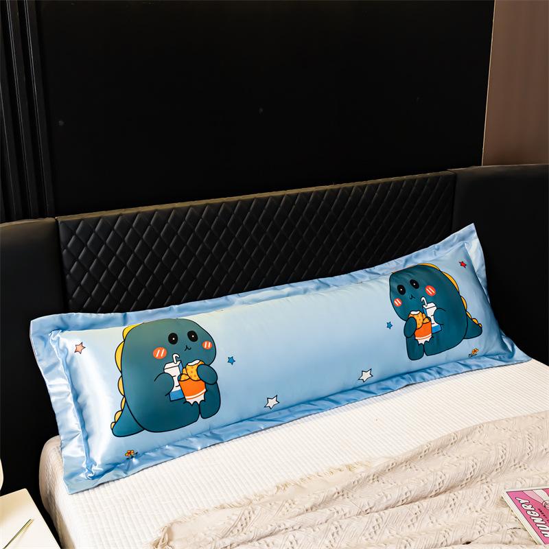 120/150/180cm Long Summer Cool Feeling Couple Pillowcase Long Double Lovers Pillow Case Ice Silk Satin Fabric Pillow Cover