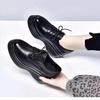 Soft Leather Muffin Bottom Deep Mouth Single Shoes Women 2025 Spring and Autumn New Small Pointed Muffin Shoes Lace Up Small Leather Shoes Women