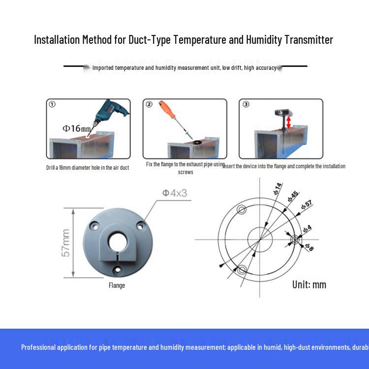 Duct Temperature & Humidity Transmitter | Pipe Analog RHT Sensor for Humid Areas