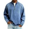 Herren Vintage Stehkragen Reißverschluss Pullover Langarm Lässiges Oberteil