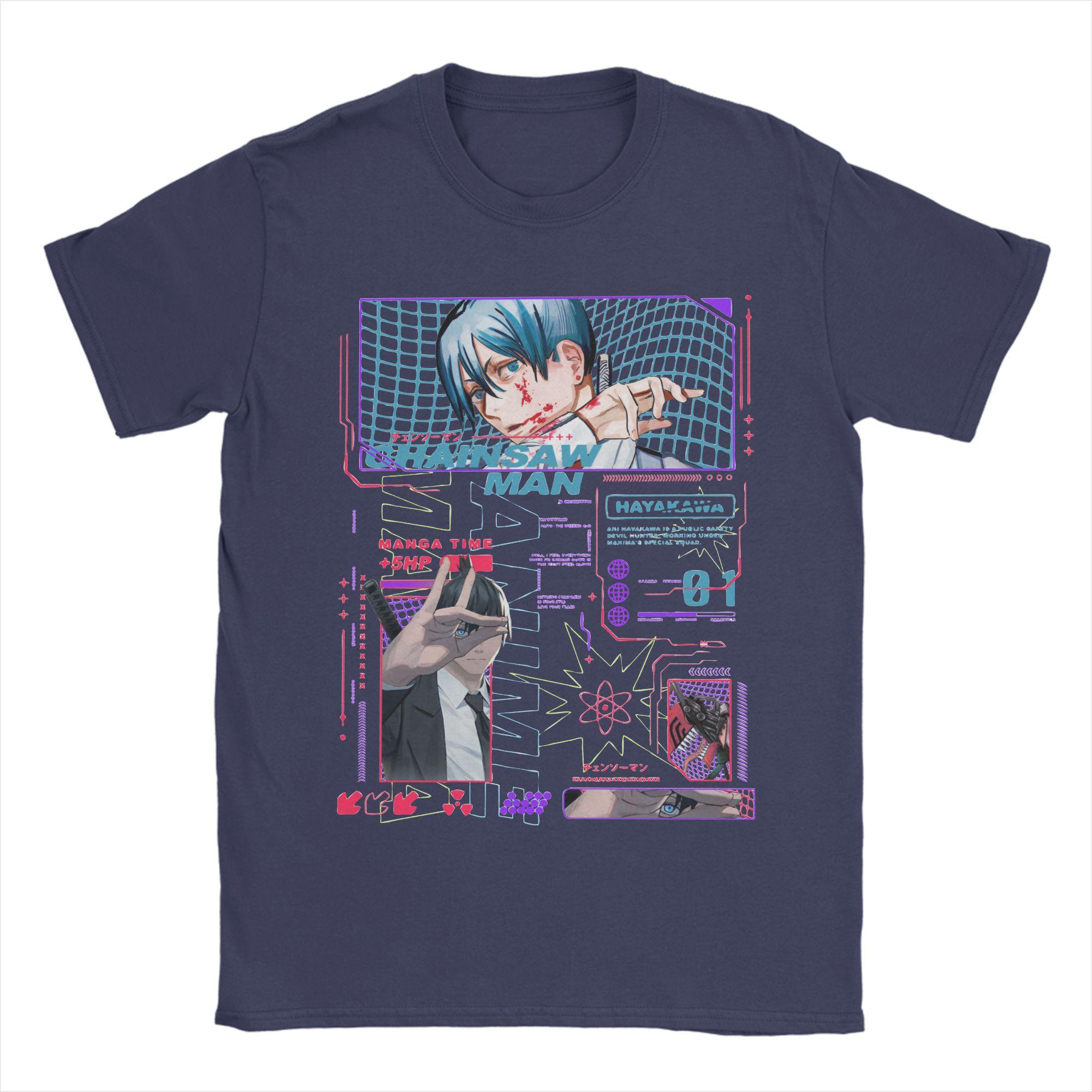 Funny Chainsaw Man Hayakawa Aki T Shirt Men Cotton Short Sleeve  Round Neck Summer Clothes 4XL