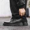 New men's black business casual big head leather shoes low-top thick-soled heightening men's shoes
