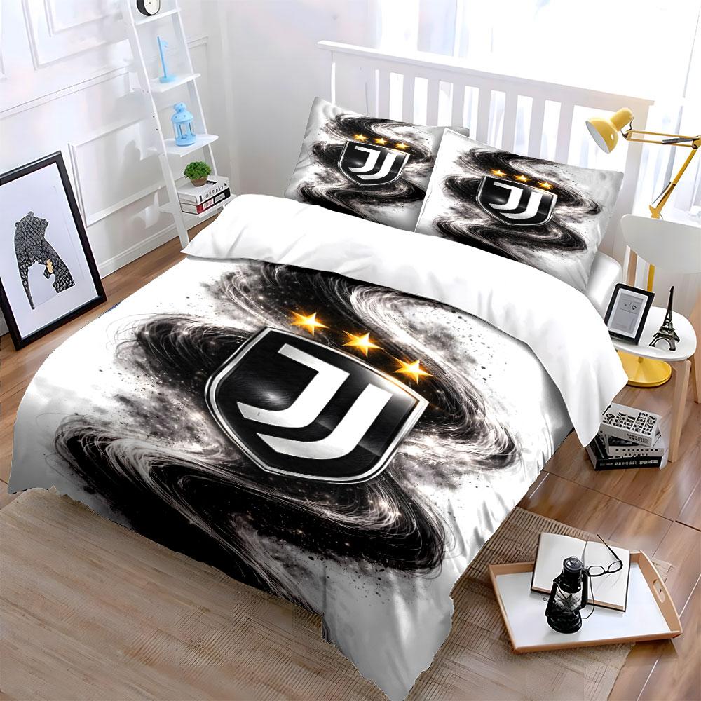 Juventus-Logo, wirbelnde Muster. Bettwäsche-Sets Bettbezug-Sets Bettbezüge Kissenbezüge(1 * Bettbezug 2 * Kissenbezüge, ohne Bettdecke)