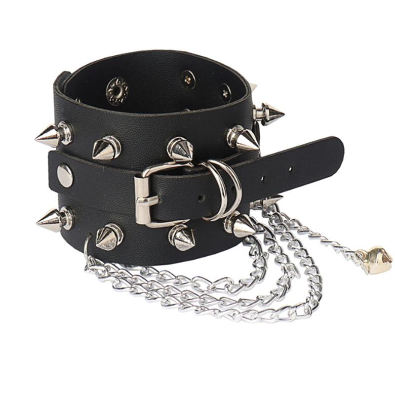 

1Pc Punk Goth Rock Cuspidal Spikes Rivet Cone Stud Leather Cuff Bracelet For Men Hip Hop Women Chunky Wristband Pulseras Jewelry