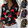 Autumn New Butterfly Print Long-sleeved Shirt