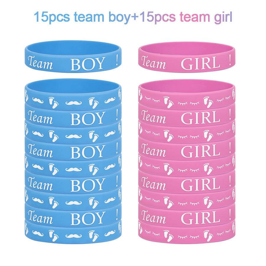 30pcs Team Boy Girl Gender Reveal Silicone Bracelets Guests Gift Boy or Girl Decoration Gender Reveal Birthday Party Supplies