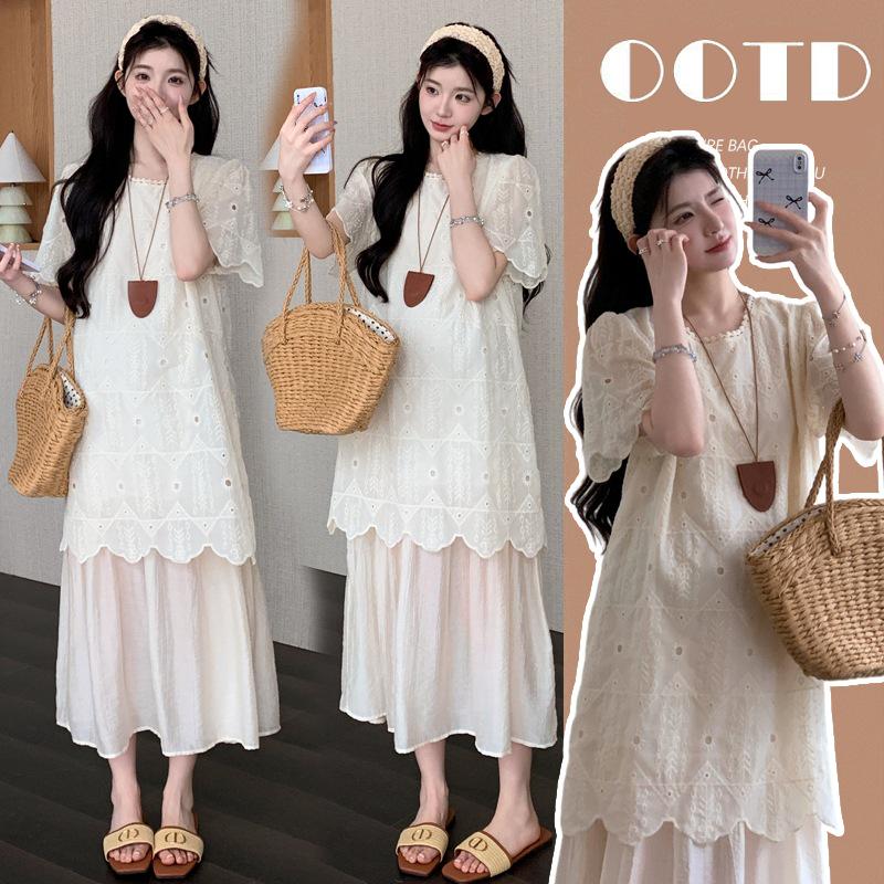 Spring/Summer 2026 Korean Plus Size Patchwork Maternity Dress