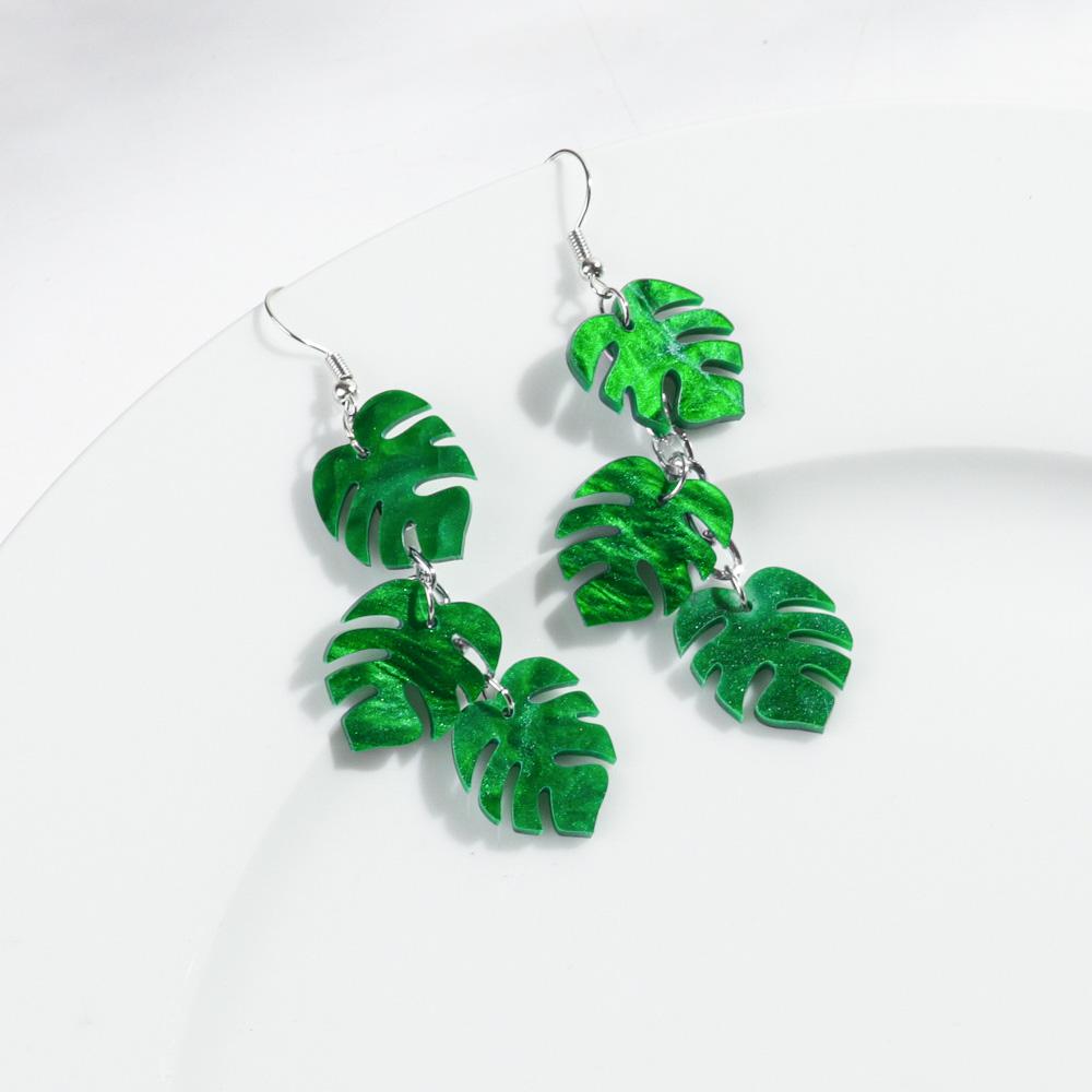 New Trendy Monstera Leaves Acrylic Earrings for Women Fashion Coconut Tree Palm Leaf Plant Drop Earring Boho Beach Jewelry Gifts