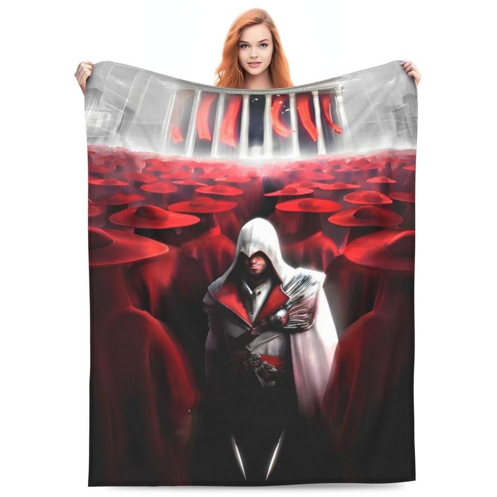 A-Assassins Creed Knitted Blanket Velvet Action Adventure Soft Throw Blanket for Bedroom Sofa Bedspread